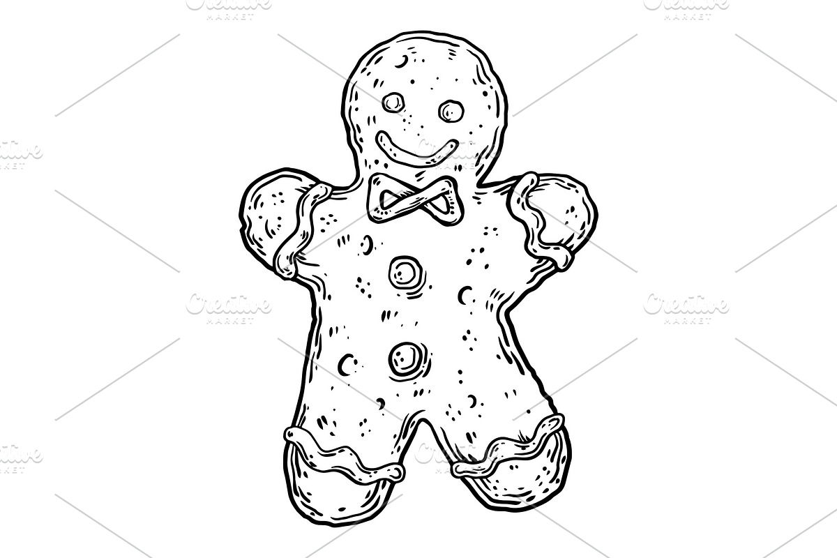Cookie man engraving vector illustration in Illustrations - product preview 8