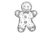 Cookie man engraving vector illustration