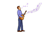 Man sings song pop art vector illustration