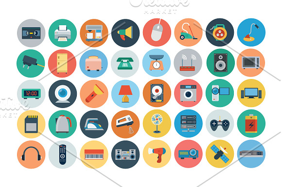 120+ Electronics Flat Icons in Graphics - product preview 1