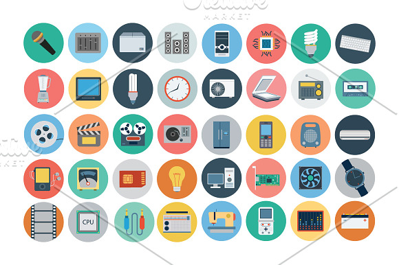 120+ Electronics Flat Icons in Graphics - product preview 2