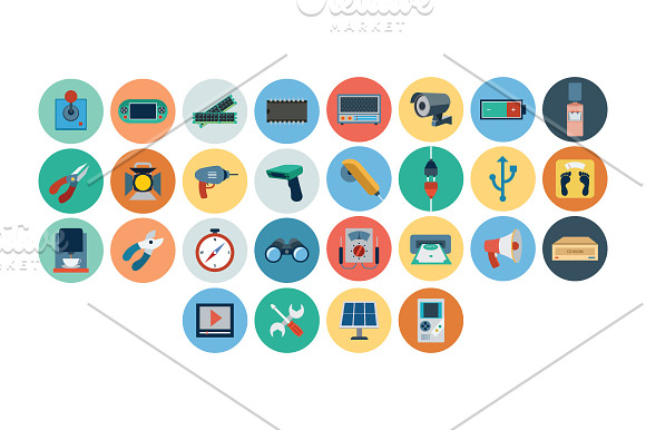 120+ Electronics Flat Icons in Graphics - product preview 3