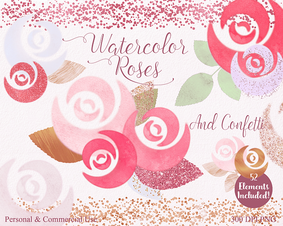 Blush & Rose Gold Roses Graphics in Illustrations - product preview 3