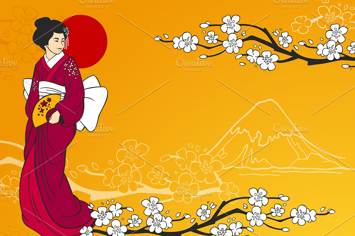 Geisha vector illustration in Illustrations - product preview 8