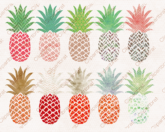 Watercolor Pineapples & Rose Gold in Illustrations - product preview 1