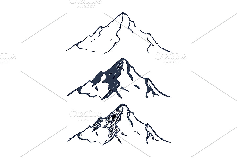 Hand Drawn Mountains Pack in Illustrations - product preview 8