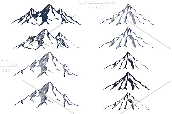 Hand Drawn Mountains Pack in Illustrations - product preview 1