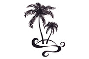 Palm tree ink sketch vector art