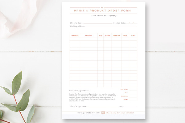 Print & Product Order Form