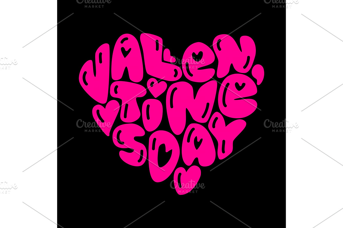 Cute fashion 80s style Happy Valentines Day typography lettering in Illustrations - product preview 8