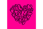 Cute fashion 80s style Happy Valentines Day typography lettering