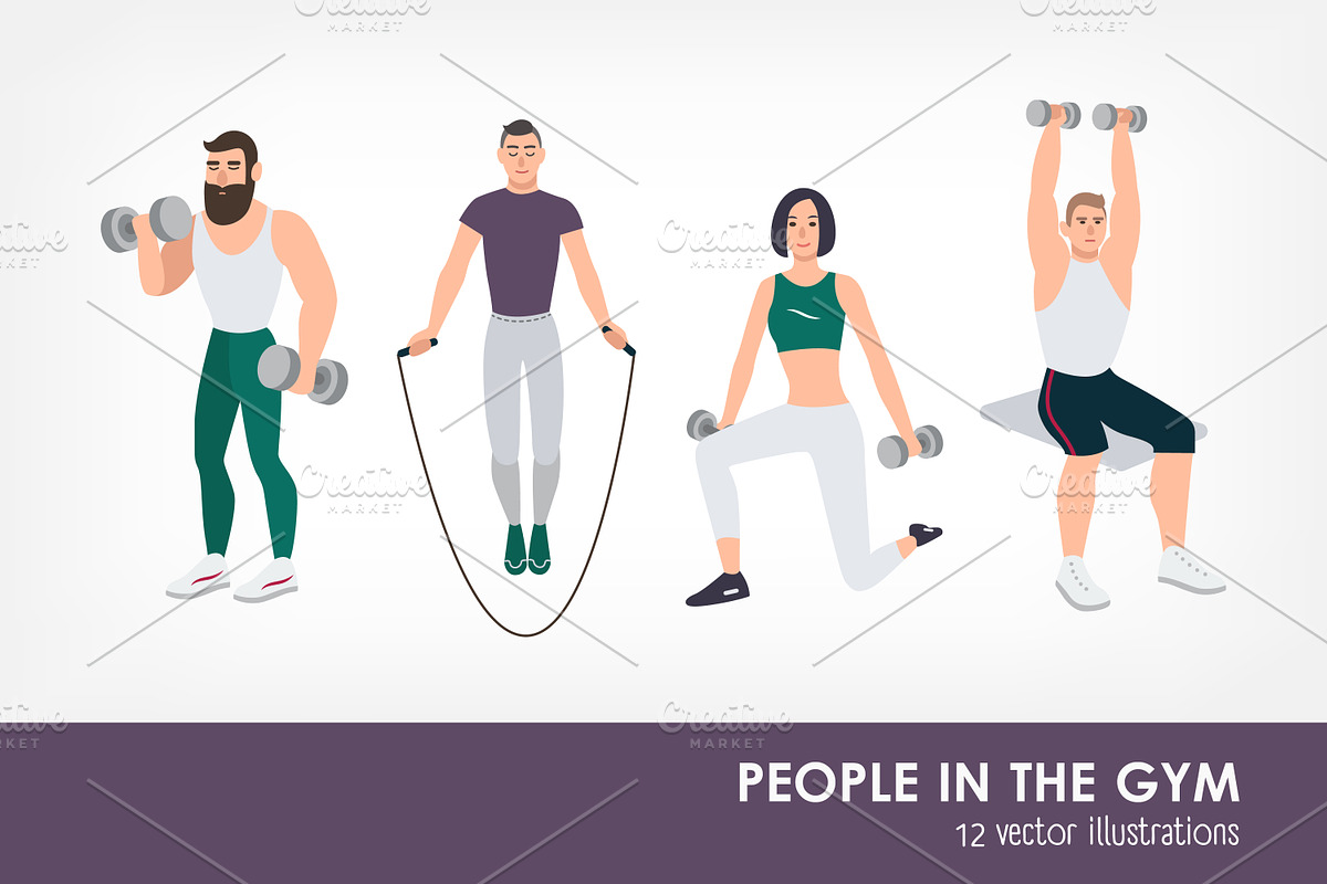 Gym people in Illustrations - product preview 8