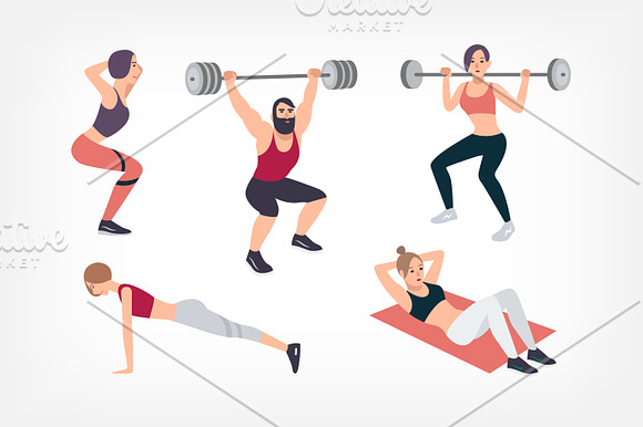 Gym people in Illustrations - product preview 1