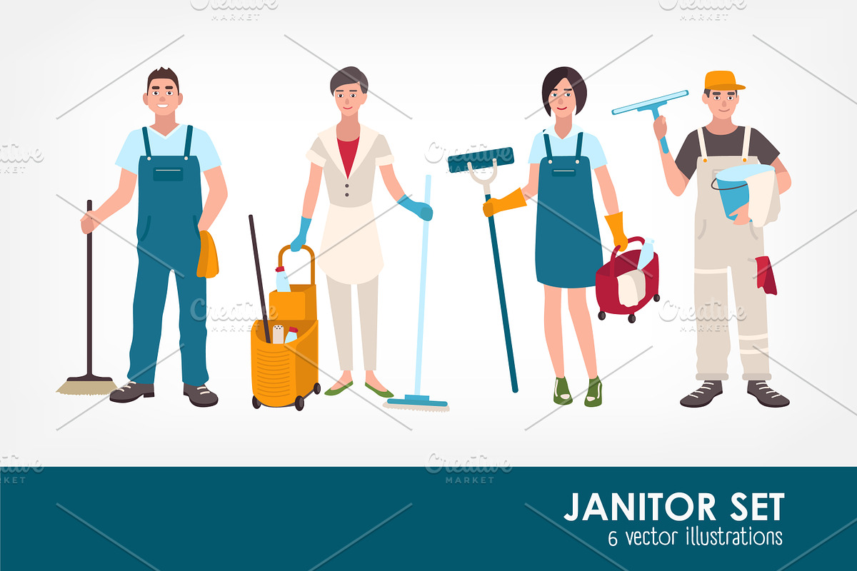 Janitors set in Illustrations - product preview 8