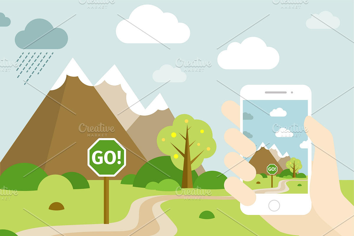 Smartphone Go Location Template in Illustrations - product preview 8