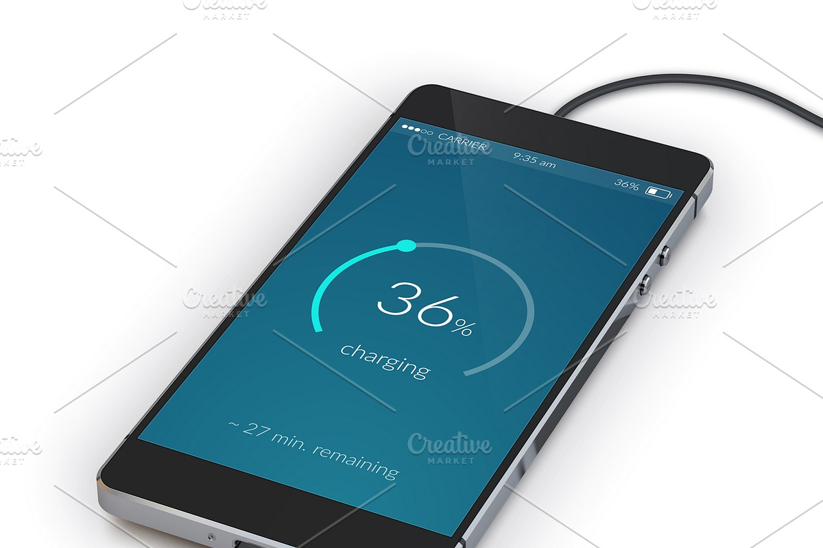 Realistic charging smartphone in Illustrations - product preview 8