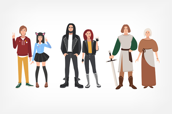 Set of different subculture people in Illustrations - product preview 4