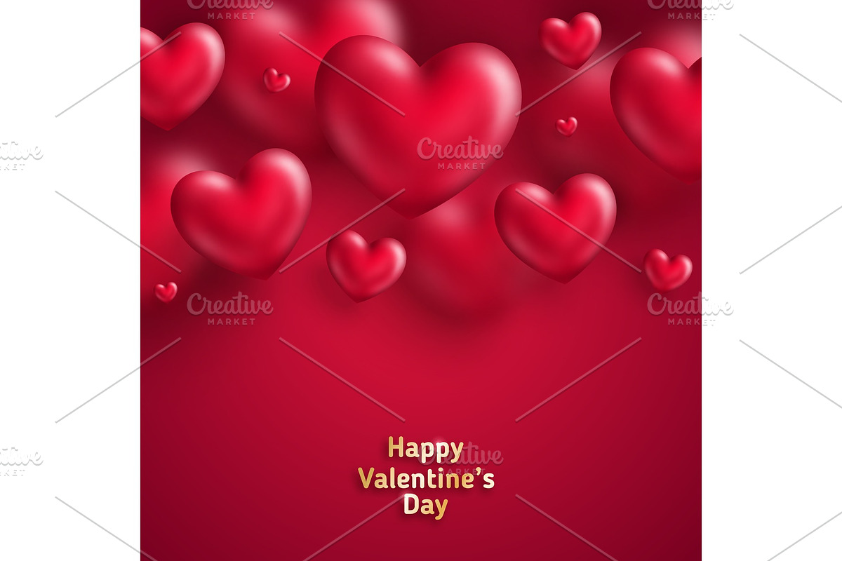 Valentine Day background with hearts on red in Illustrations - product preview 8