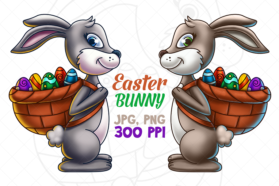 Easter Bunny Carrying Eggs in Illustrations - product preview 8