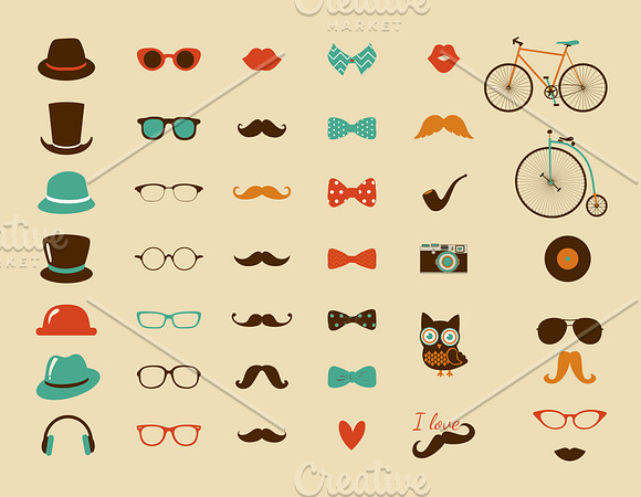 I Love Hipster Style Illustration in Illustrations - product preview 1