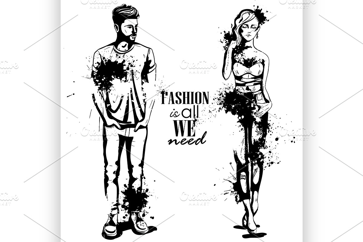 Vector woman and man fashion in Illustrations - product preview 8