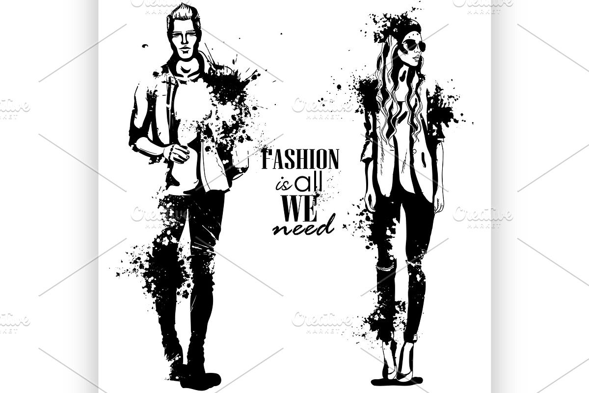 Vector woman and man fashion in Illustrations - product preview 8