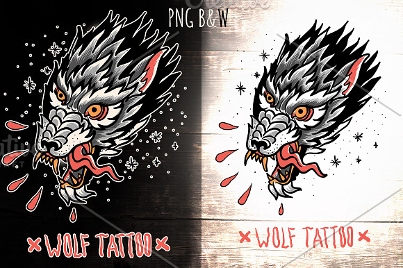 The Wolf Head traditional tattoo in Illustrations - product preview 1
