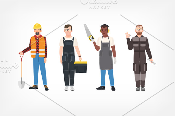Technical worker creation kit in Illustrations - product preview 1