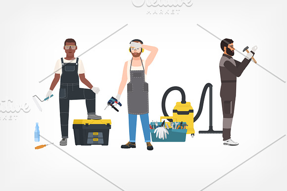 Technical worker creation kit in Illustrations - product preview 2