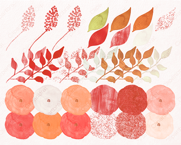 Peach Watercolor Floral Clipart Set in Illustrations - product preview 1