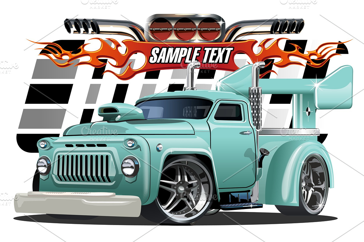 Cartoon hotrod in Illustrations - product preview 8