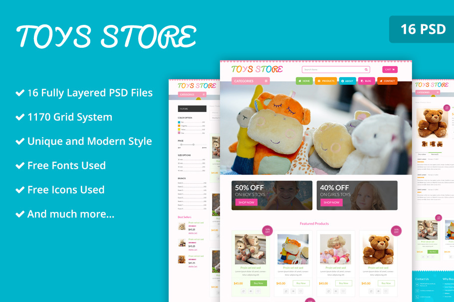 Toy Store PSD Website Template