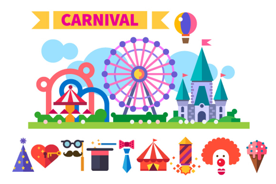 Carnival in amusement park in Illustrations - product preview 8
