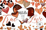 Amber Metallic Hearts Love Clipart