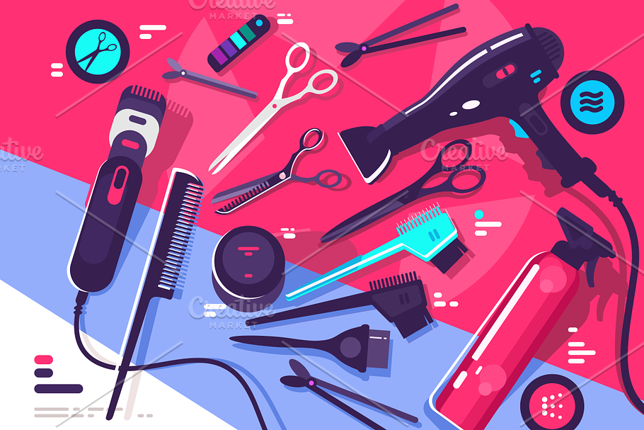 Hairdressing tools in Illustrations - product preview 8