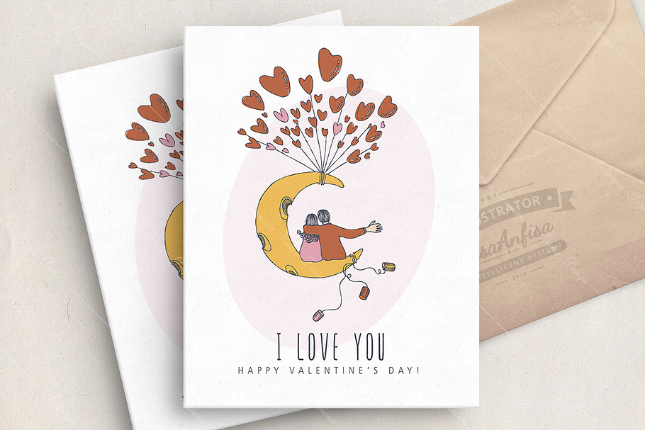 Valentines Day greeting card in Illustrations - product preview 8