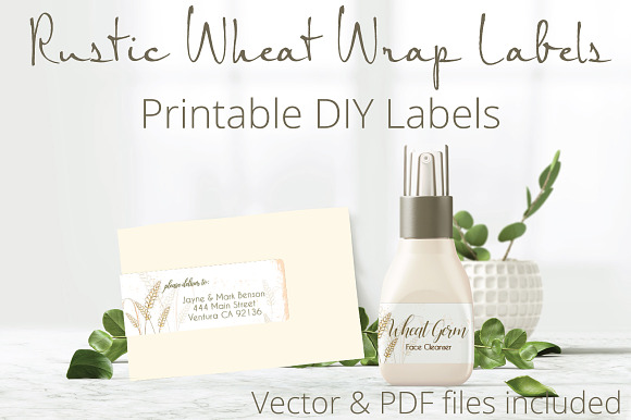 Rustic Wheat Wrap Labels in Stationery Templates - product preview 2