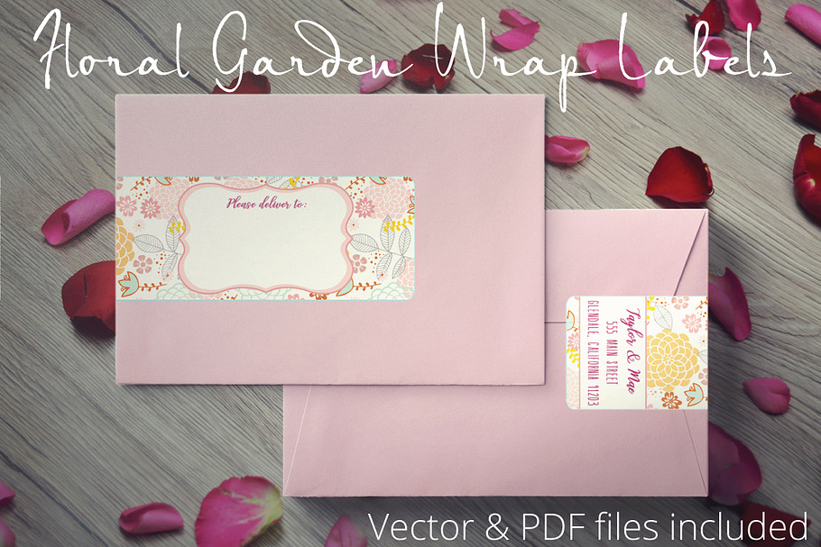 Floral Garden Wrap Address Labels in Stationery Templates - product preview 8
