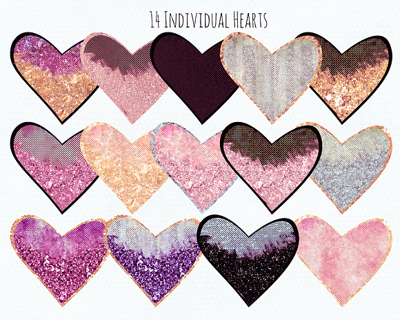 Blush Pink Peach & Gold Hearts in Illustrations - product preview 1
