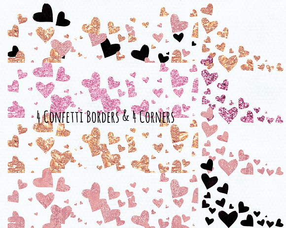 Blush Pink Peach & Gold Hearts in Illustrations - product preview 2