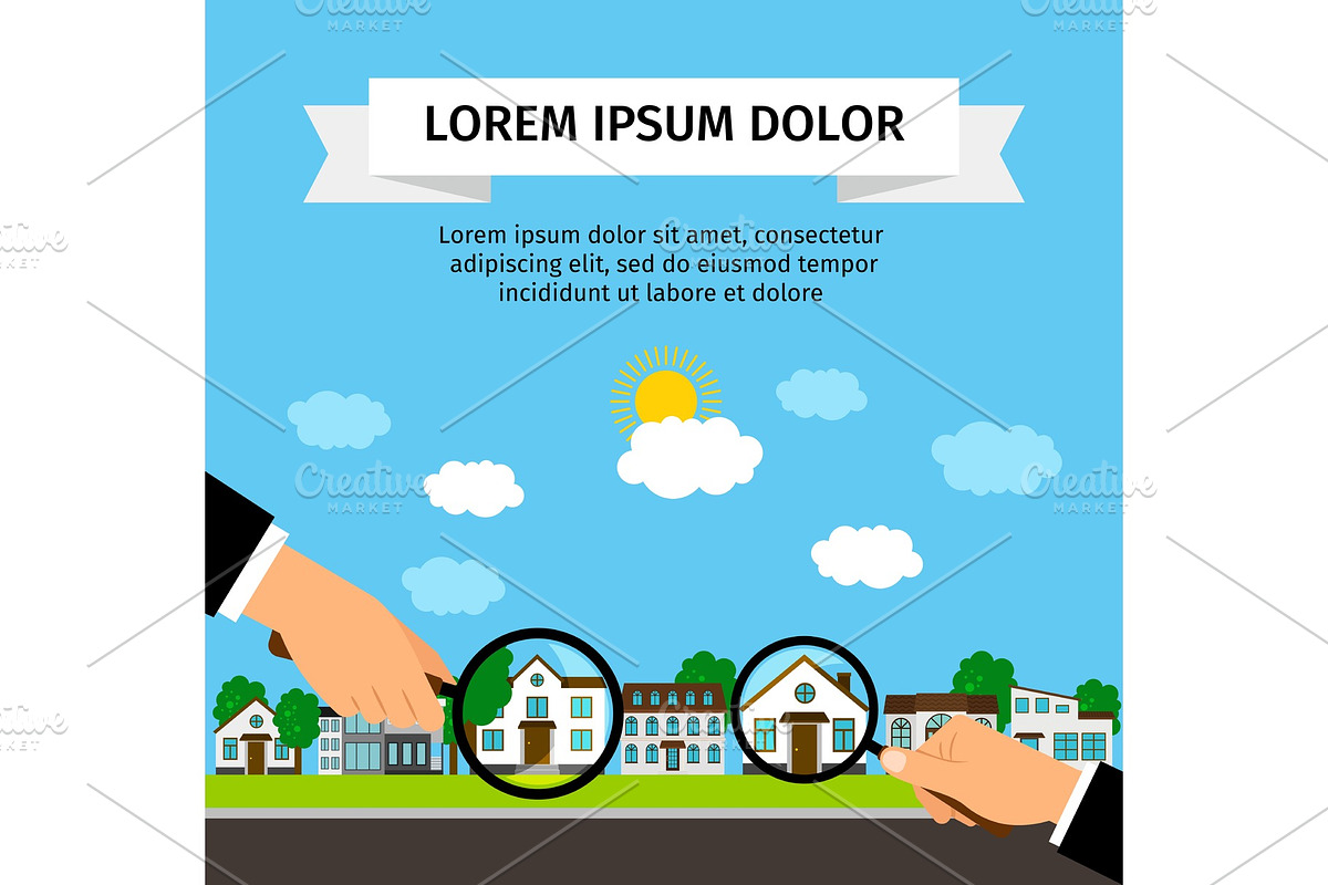 Search house with loupe banner concept in Illustrations - product preview 8