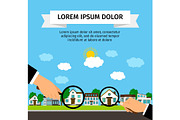 Search house with loupe banner concept