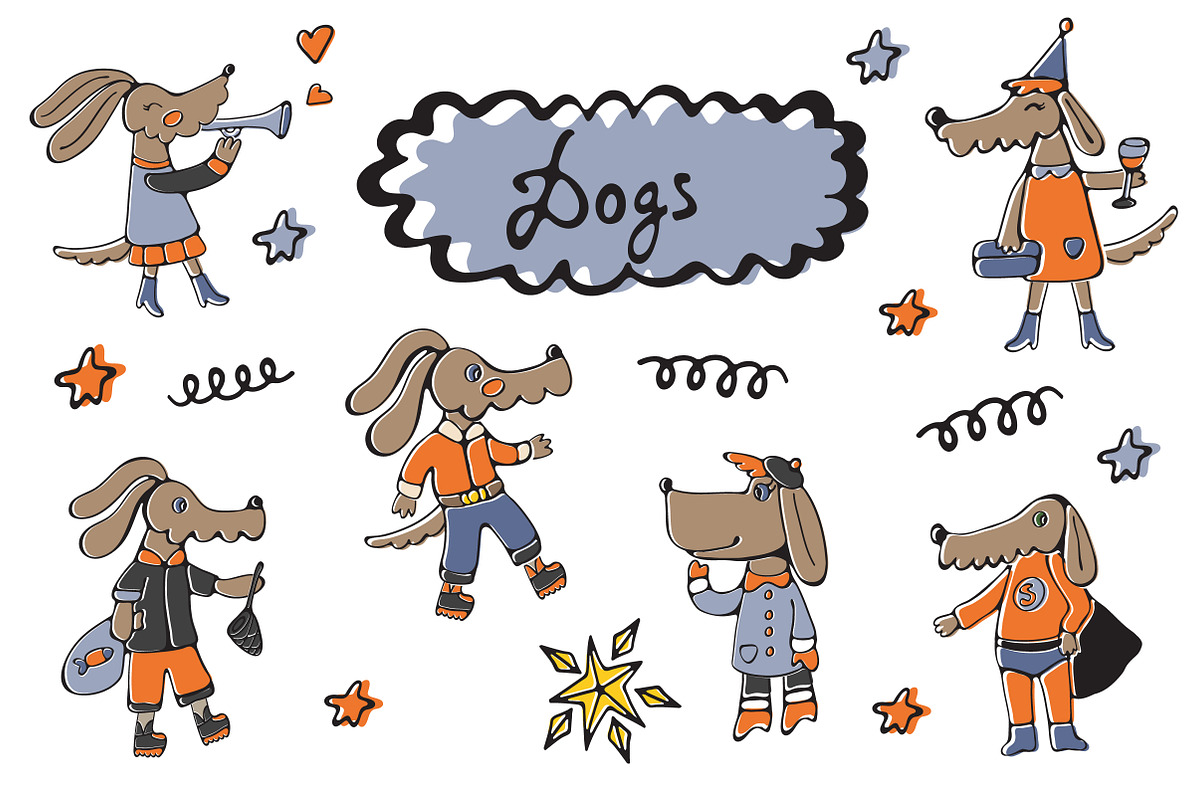 Happy dogs in Illustrations - product preview 8