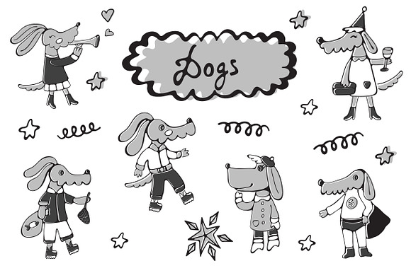 Happy dogs in Illustrations - product preview 2