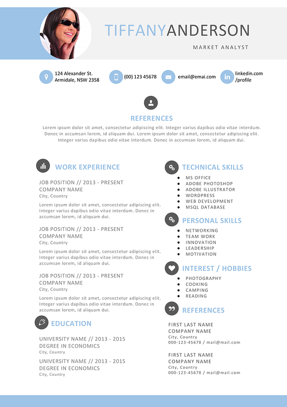 2 in 1 photo resume template in Resume Templates - product preview 1