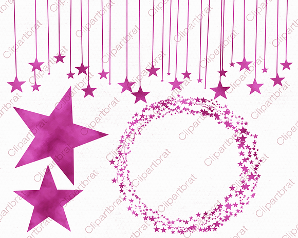 Metallic Pink Foil Star Graphics in Illustrations - product preview 2