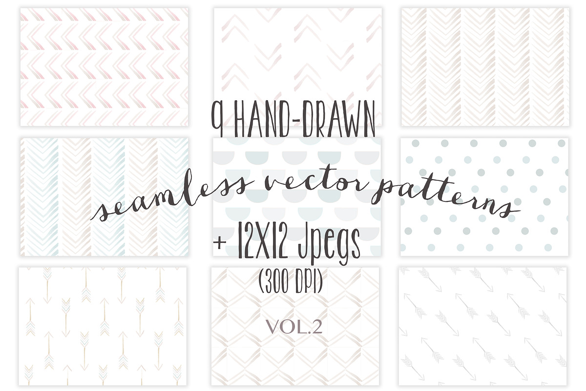 9 Seamless hand-drawn patterns vol.2 in Patterns - product preview 8
