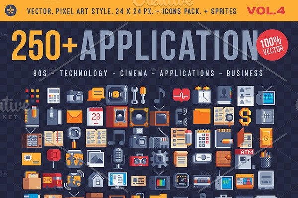 Application 250+ pixel icons