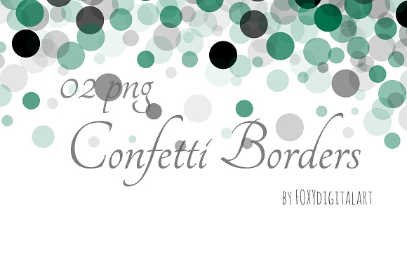 Confetti Borders Pink and Green  in Illustrations - product preview 2