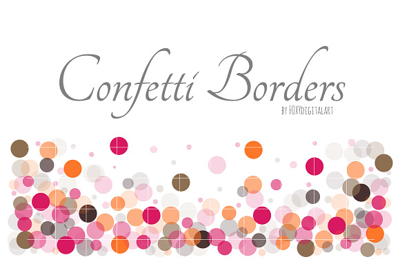 Confetti Borders Pink and Green  in Illustrations - product preview 3